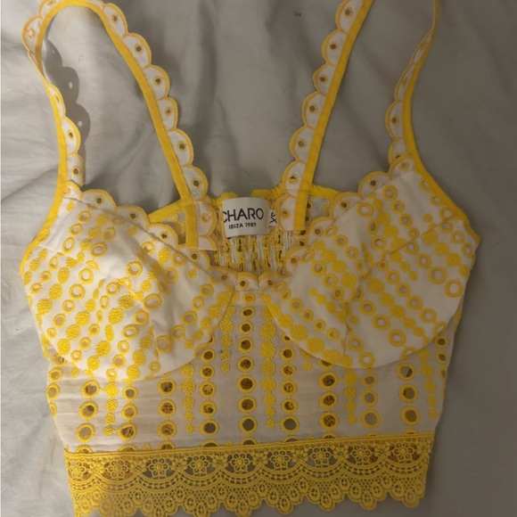 Charo Ruiz Ibiza Yellow Lace Tank Top - Picture 2 of 2